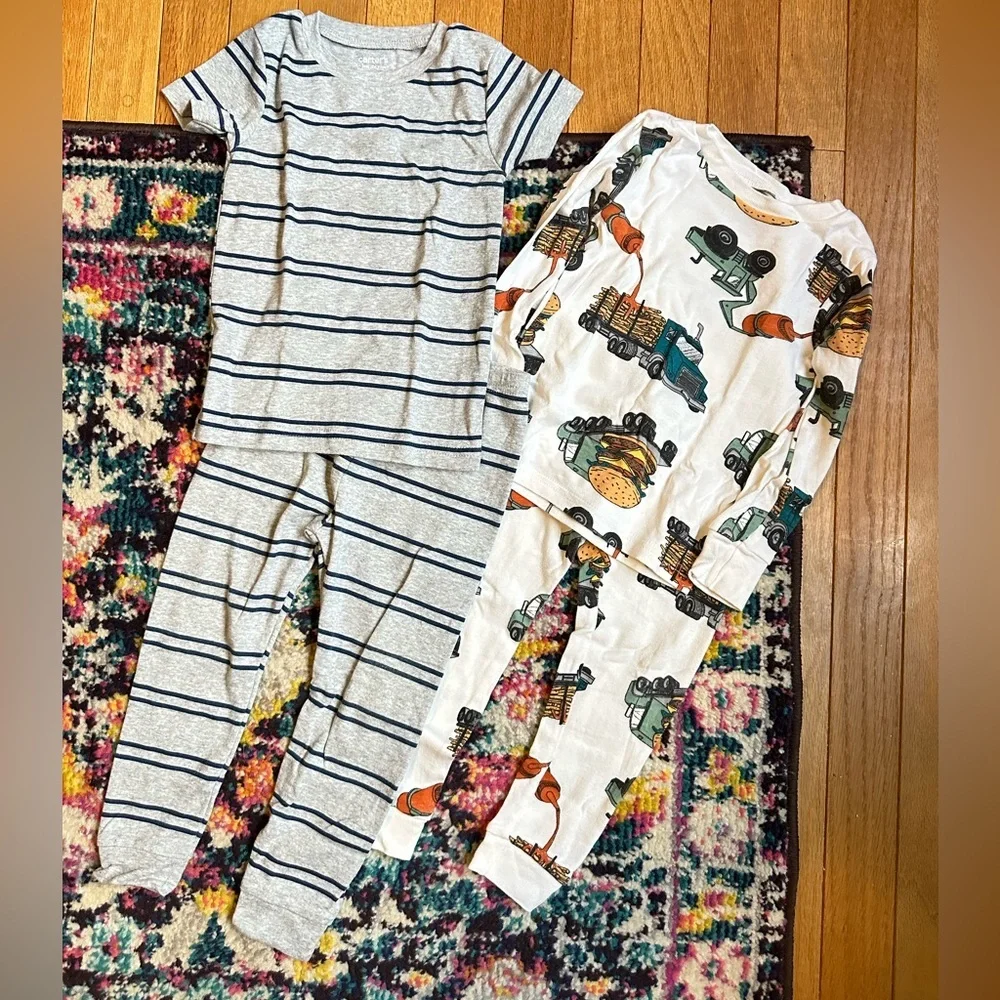 Carters Printed Pajama Sets Toddler Boy 2T Trucks Stripes